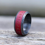 Viking Runes Wood Stainless Steel Spinner Ring | Gthic.com