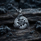 Viking Runses Vegvisir Stainless Steel Spinner Pendant
