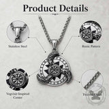 Viking Runses Vegvisir Stainless Steel Spinner Pendant