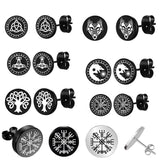 Viking Sigils Stainless Steel Stud Earrings | Gthic.com
