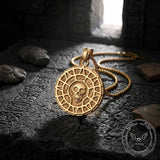 Viking Skull Coin Stainless Steel Nordic Rune Pendant