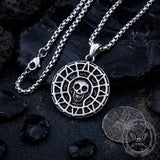 Viking Skull Coin Stainless Steel Nordic Rune Pendant