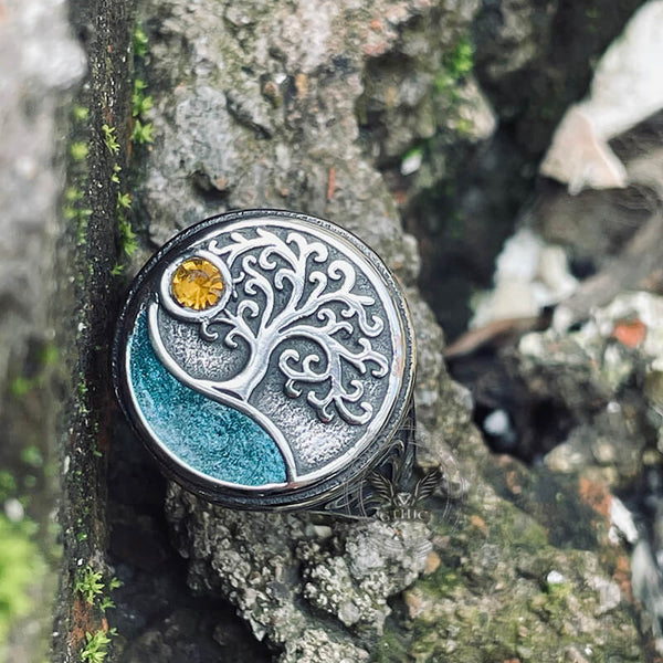 Viking Tree of Life Stainless Steel Amulet Ring | Gthic.com