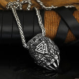 Viking Triangle Rune Bear Paw Stainless Steel Pendant | Gthic.com