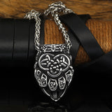 Viking Triangle Rune Bear Paw Stainless Steel Pendant | Gthic.com
