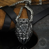 Viking Triangle Rune Bear Paw Stainless Steel Pendant | Gthic.com