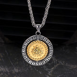 Viking Warrior Raven Rune Rotatable Stainless Steel Pendant