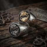 Viking Wolf Celtic Knot Stainless Steel Signet Ring | Gthic.com