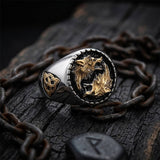 Viking Wolf Celtic Knot Stainless Steel Signet Ring