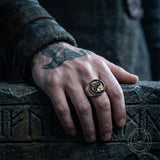 Viking Wolf Celtic Knot Stainless Steel Signet Ring | Gthic.com