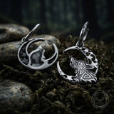 Viking Wolf Moon Stainless Steel Drop Earrings