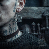 Viking Wolf Moon Stainless Steel Drop Earrings | Gthic.com