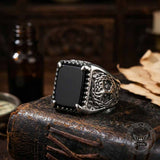 Viking Wolf Tree of Life Stainless Steel Gem Ring | Gthic.com