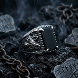 Viking Wolf Tree of Life Stainless Steel Gem Ring