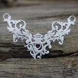 Vine Heart Shaped Gemstone Sterling Silver Pendant