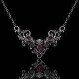 Vine Heart Shaped Gemstone Sterling Silver Pendant | Gthic.com