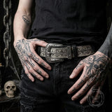 Vintage-Style Patterns And Studs PU Leather Belt | Gthic.com
