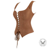 Vintage-Style Square-Neck Fitted Lace-Up Vest Top