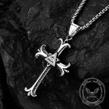Vintage All-Seeing Eye Cross Stainless Steel Pendant 03 | Gthic.com