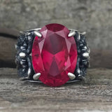 Vintage Archangel Michael Wings Gem Sterling Silver Ring | Gthic.com