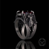 Vintage Archangel Michael Wings Gem Sterling Silver Ring | Gthic.com