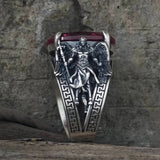 Vintage Archangel Michael Wings Gem Sterling Silver Ring | Gthic.com