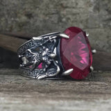 Vintage Archangel Michael Wings Gem Sterling Silver Ring | Gthic.com