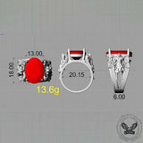 Vintage Archangel Michael Wings Gem Sterling Silver Ring