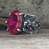 Vintage Archangel Michael Wings Gem Sterling Silver Ring