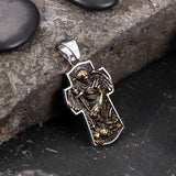 Vintage Archangel Saint Michael Cross Stainless Steel Pendant