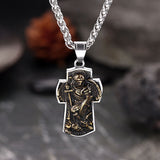 Vintage Archangel Saint Michael Cross Stainless Steel Pendant