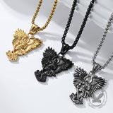 Vintage Archangel Saint Michael Stainless Steel Pendant | Gthic.com