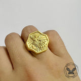 Vintage Archangel Saint Michael Stainless Steel Ring 02 | Gthic.com