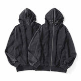 Vintage Black Cotton Washed Zip-Up Jacket/Gthic.com