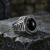 Vintage Black Gemstone Stainless Steel Versatile Ring | Gthic.com