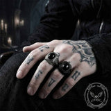 Vintage Black Gemstone Stainless Steel Versatile Ring | Gthic.com