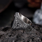 Vintage Black Onyx Eagle Stainless Steel Ring