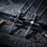 Vintage Black Zircon Stainless Steel Cross Pendant | Gthic.com