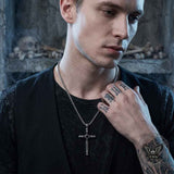 Vintage Black Zircon Stainless Steel Cross Pendant | Gthic.com