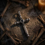 Vintage Black Zircon Stainless Steel Cross Pendant