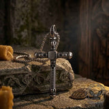 Vintage Black Zircon Stainless Steel Cross Pendant