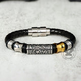 Vintage Braided Leather Stainless Steel Magnetic Bracelet