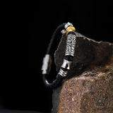 Vintage Braided Leather Stainless Steel Magnetic Bracelet | Gthic.com