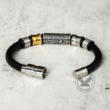 Vintage Braided Leather Stainless Steel Magnetic Bracelet