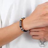 Vintage Braided Leather Stainless Steel Magnetic Bracelet | Gthic.com