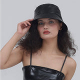 Vintage British Patent Leather Small Brim Bucket Hat | Gthic.com