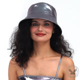 Vintage British Patent Leather Small Brim Bucket Hat | Gthic.com