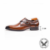 Vintage British Square Toe Monk Strap Leather Shoes