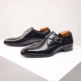 Vintage British Square Toe Monk Strap Leather Shoes | Gthic.com