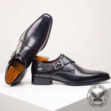 Vintage British Square Toe Monk Strap Leather Shoes